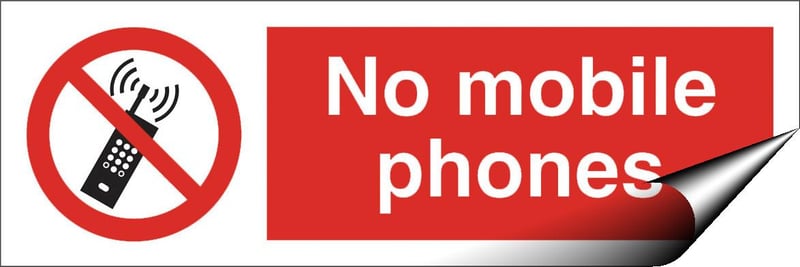 picture of No Mobile Phones Sign - 300 X 100Hmm - Self Adhesive Vinyl - [AS-PR18A-SAV]