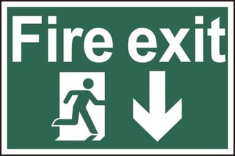 picture of Spectrum Fire exit running man arrow down – PVC 600 x 400mm - SCXO-CI-4203