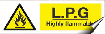 Picture of L.P.G. Highly Flammable Sign LARGE - 600 x 200Hmm - Self Adhesive Vinyl - [AS-WA61-SAV]