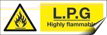 picture of L.P.G. Highly Flammable Sign LARGE - 600 x 200Hmm - Self Adhesive Vinyl - [AS-WA61-SAV]