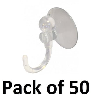 picture of Clear Plastic Suction Hook - 25mm - Pack of 50 - [CI-HE283L]