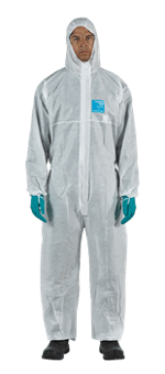 picture of Ansell - Alphatec 1500 Plus Model 111 - White Protective Coverall with Hood - Type 5/6 - [AN-1500-PLUS-00111]