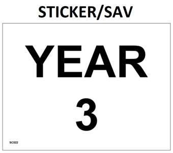 picture of SC022 Year 3 Wall Door Plaque Area Sign Sticker/Sav - PWD-SC022-SAV - (LP)