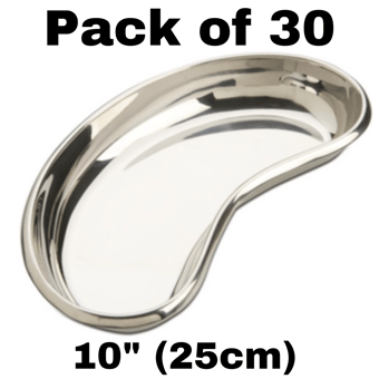 picture of Stainless Steel Kidney Dish - 10" (25cm) - Durable Stainless Steel - Pack of 30 - [ML-W282-PACK]