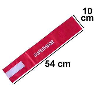 picture of Red - Mens Pre Printed Arm band - Supervisor - 10 x 54cm - Single - [IH-ARMBAND-R-SV-W]