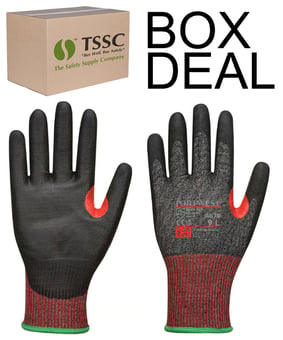 picture of Portwest A670K8R CS AHR13 PU Coated Cut Resistant Black Safety Gloves - Box Deal 120 Pairs - IH-PWA670K8R