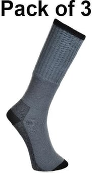 picture of Portwest - Work Socks - Pack of 3 Pairs - 36cm High - Grey - PW-SK33GRR - (DISC-R)