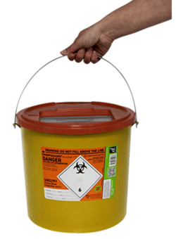 Picture of SHARPSGUARD Eco Orange Lid 11.5 Litre Sharps Bin - [DH-DD476OLR]