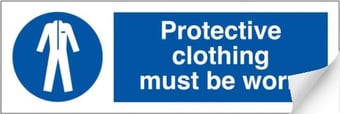 picture of Protective Clothing Must be Worn Sign - 300 x 100Hmm - Self Adhesive Vinyl - [AS-MA37-SAV]