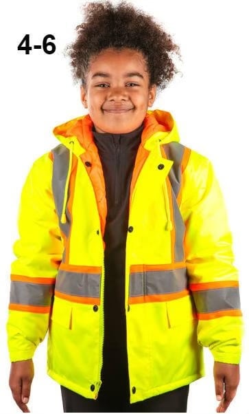 Children Hi Vis Fisherman's Parka Jacket - Age 4-6 - Adjustable Cuffs - [DV-DHV9-4-6] - (DISC-R)