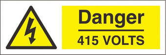 Picture of Danger 415 Volts Sign LARGE - 600 x 200Hmm - Rigid Plastic - [AS-WA4-RP]
