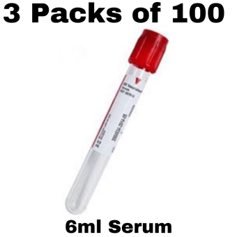 picture of Vacutainer Tube Serum 6ml - 3 Packs of 100 - Red - [ML-D483-PACK]