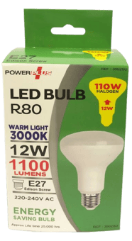Picture of Power Plus - 12W - E27 Energy Saving R80 LED Bulb - 1100 Lumens - 3000k Warm White - Pack of 12 - [PU-3502]