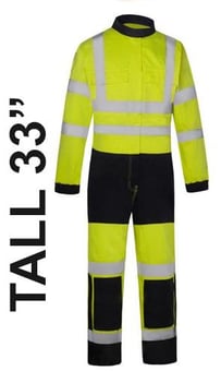 picture of Phoenix Flame Retardant Antistatic Hi-Vis Yellow/Navy Coverall Regular Leg 33" - FU-BS108-TALL
