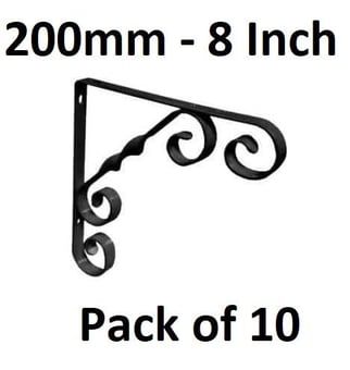 picture of Scroll Bracket - Black Wrought Iron - 200mm (8") - Pack of 10 - [CI-AB35L]
