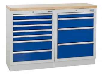 picture of BiGDUG 1361mm Wide Workbench - 7 Drawer Cabinet - 4 Drawer Cabinet - Multiplex Worktop - [BDU-TGC53GBM] - (LP)