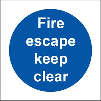 Picture of Fire Escape Keep Clear - BS5499 Part 1 & 5 - 100 X 100Hmm - Rigid Plastic - [AS-MA165-RP]