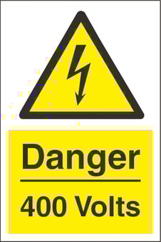 Picture of Danger 400 Volts Sign - 200 x 300Hmm - Rigid Plastic - [AS-WA250-RP]