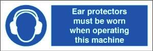 Picture of Ear Protection Sign LARGE - 600 x 200Hmm - Self Adhesive Vinyl - [AS-MA94-SAV] 