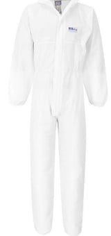 Picture of BizTex SMS FR Coverall with Hood - Type 5/6 Flame Retardant Coverall in White - PW-ST80