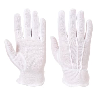 picture of Portwest A080 White Microdot Cotton Gloves - PW-A080WHR