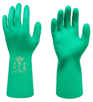 picture of Showa 732 Flock-Lined Nitrile Gauntlet with Chemical Resistance - Pair - GL-SHO732