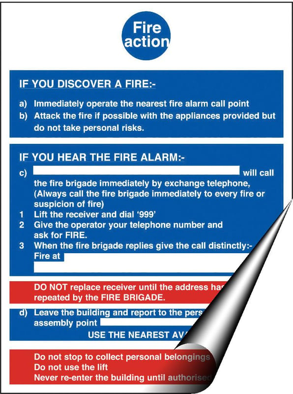 picture of Fire Action Sign - 200 X 300Hmm - Self Adhesive Vinyl - [AS-FI63-SAV]