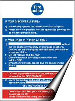 Picture of Fire Action Sign - 200 X 300Hmm - Self Adhesive Vinyl - [AS-FI63-SAV]