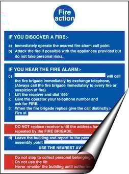picture of Fire Action Sign - 200 X 300Hmm - Self Adhesive Vinyl - [AS-FI63-SAV]