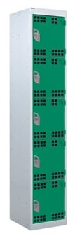 picture of QMP Tool Charging Locker - Perforated Door - RCD Plug - 5 Compartment - Green - 1800H x 450W x 450D mm - [QM-BR1845455GPX]