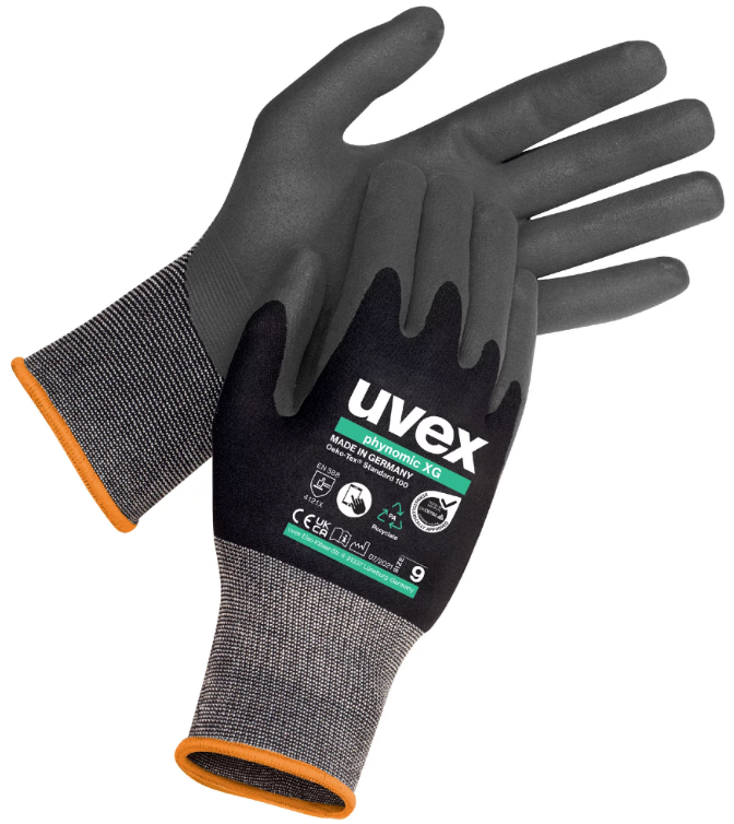 Uvex Phynomic XG Aqua-Polymer Xtra-Grip Foam Safety Gloves - Black - Pair - TU-60070