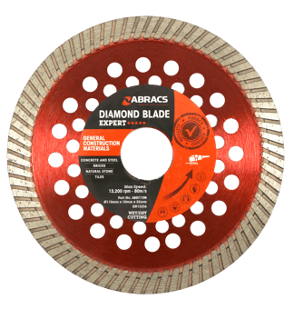 Picture of Abracs Diamond Blade - 115mm x 10mm x 22mm - 10mm Segment Height - 13,200 Max RPM - [ABR-ABDI115M]