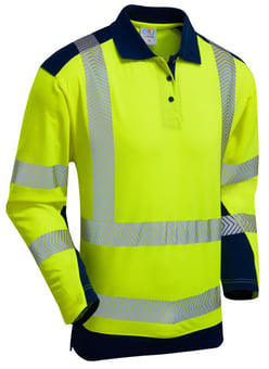 Picture of Wringcliff - Yellow/Navy Hi-Vis Coolviz Plus Sleeved Polo Shirt - LE-P15-Y/NV