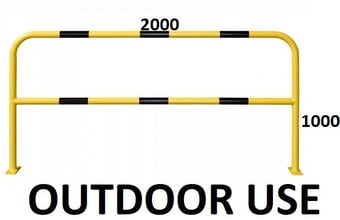 picture of TRAFFIC-LINE Steel Hoop Guard - Outdoor Use - 1,000 x 2,000mmL - Hot Dip Galvanised + Powder Coated - Surface Fix - Yellow/Black - [MV-201.13.553]