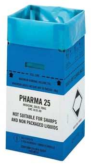 Picture of Clinisafe Cardboard Carton Containers - 25L - Blue Pharma - Pack of 10 - [VC-21005001]