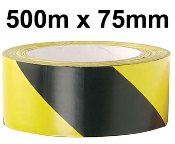 picture of Non Adhesive Barrier Tape - 500m x 75mm - Black Yellow - Polyethylene - [EM-5143BY75X500]
