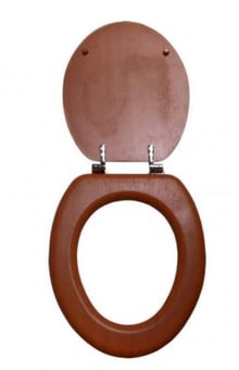 picture of Toilet Seat - Mahogany Effect - With Chrome Hinges - CTRN-CI-PA116L