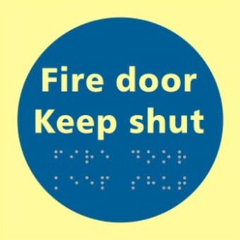 picture of Spectrum Fire Door Keep Shut – TaktylePh 150 x 150mm - SCXO-CI-TK0700BSIPH