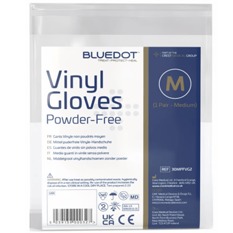 Picture of Blue Dot Powder Free Vinyl Gloves - Size Medium - [CM-30MPFVG2]