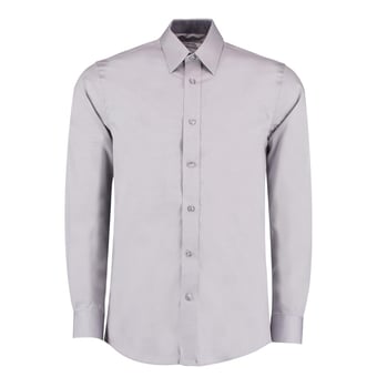 picture of Kustom Kit Men's Long Sleeve Contrast Premium Oxford Shirt - Silver Grey / Charcoal - BT-KK189-GRYCHR - (DISC-R)