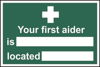 Picture of Spectrum Your first aider is: Located: - PVC 300 x 200mm - SCXO-CI-1551