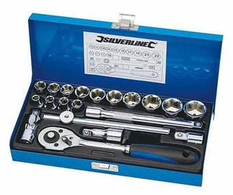 Picture of Silverline 20 Piece 3/8 Inch Drive Metric Socket Wrench Set - [SI-868524] - (DISC-R)
