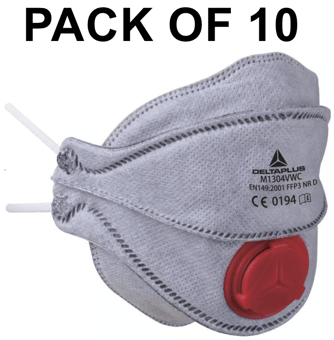 picture of Delta Plus - Activated Charcoal FFP3 Disposable Masks - Pack of 10 - [LH-M1305VWC]