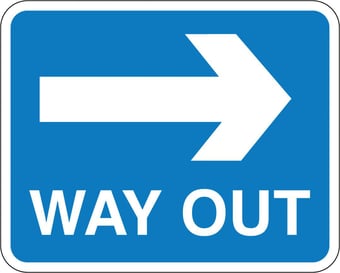 Picture of Parking & Site Management - WAY OUT Arrow Right Sign - Class 1 Ref  BSEN 12899-1 2001 - 600 x 450Hmm - Reflective - 3mm Aluminium - [AS-TR30-ALU]