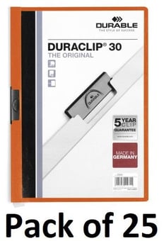 picture of Durable - DURACLIP® 30 Clip Folder - A4 - Orange - Pack of 25 - [DL-220009]
