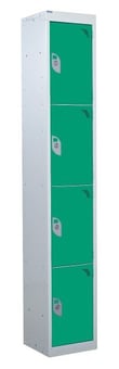 picture of QMP Standard Locker - 4 Compartment - Green Doors - 1800H x 300W x 300D mm - [QM-LS1830304GXX]