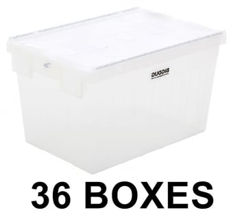 picture of BiGDUG Tote Boxes Bulk Buy Deal - 36x Boxes - 355h x 400w x 600d mm - 62L - Translucent - [BDU-TSPALC62TRBULK] - (LP)