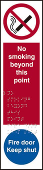 picture of Spectrum No Smoking Beyond This Point / Fire Door Keep Shut – Taktyle 75 x 300mm - SCXO-CI-TK5003BSI