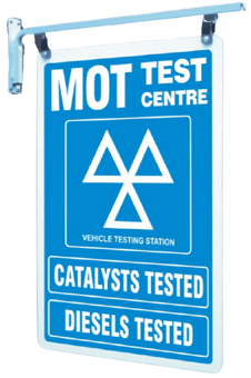 Picture of Wall Mounted Swing Sign - MOT Catalysts & Diesels Tested - [PSO-SSW7600T]