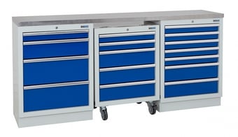 picture of BiGDUG 2041mm Wide Workbench - 1x Roll Cabinet - 4 Drawer Cabinet - 7 Drawer Cabinet - Stainless - [BDU-TGC3R5GBS] - (LP)